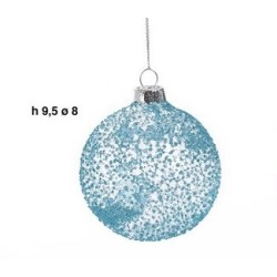 Sfera natalizia celeste 10cm. Vetro-ap