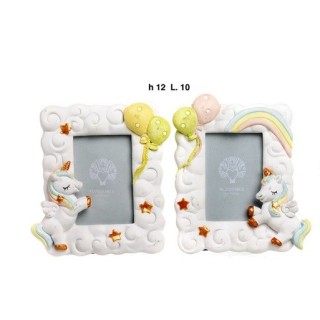 Portafoto unicorno/stelle 12 cm. 2 as. Resina | CarinCasa
