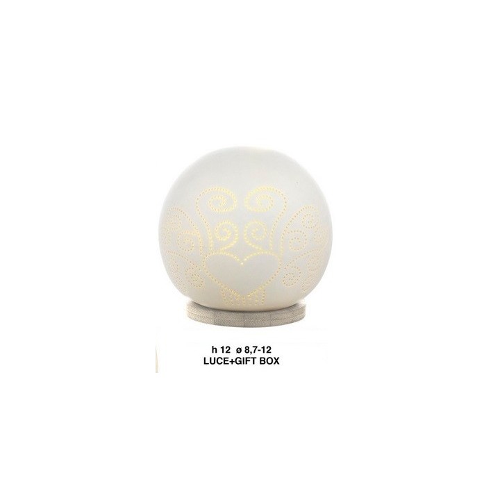 Sfera alb. Mandorle 12cm. Porc.bamb.luce g.box | CarinCasa