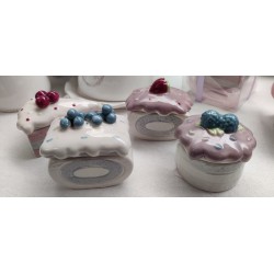 Scatoline muffin in porcellana con frutta 4 modelli assortiti 7x6 cm