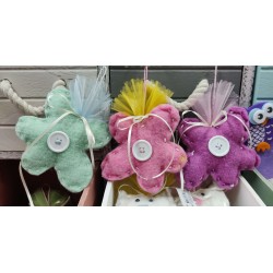 Fiori in panno con bottone assortiti 3 colori