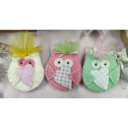 Civetta in panno con cuore assortiti 3 colori