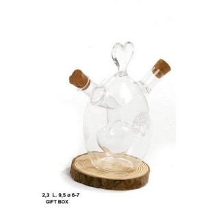 Set oliera-piattino 12.3 cm. Vetro-legno g.box | CarinCasa