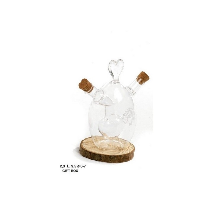 Set oliera-piattino 12.3 cm. Vetro-legno g.box | CarinCasa