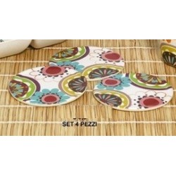 Set 4 sottobicch/fiori 9.8 cm.bambu'