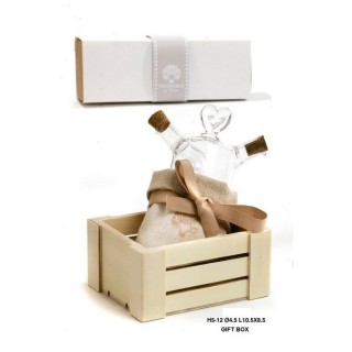 Set oliera-cassetta 12 cm. Vetro-leg-stof. G.box | CarinCasa
