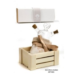 Set oliera-cassetta 12 cm. Vetro-leg-stof. G.box