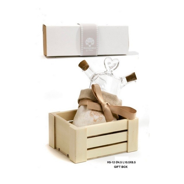 Set oliera-cassetta 12 cm. Vetro-leg-stof. G.box | CarinCasa