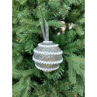 Box 4 sfere glitter F/lana argento 10 cm | CarinCasa