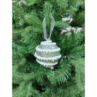 Box 6 sfere glitterate f/lana 8cm argento | CarinCasa