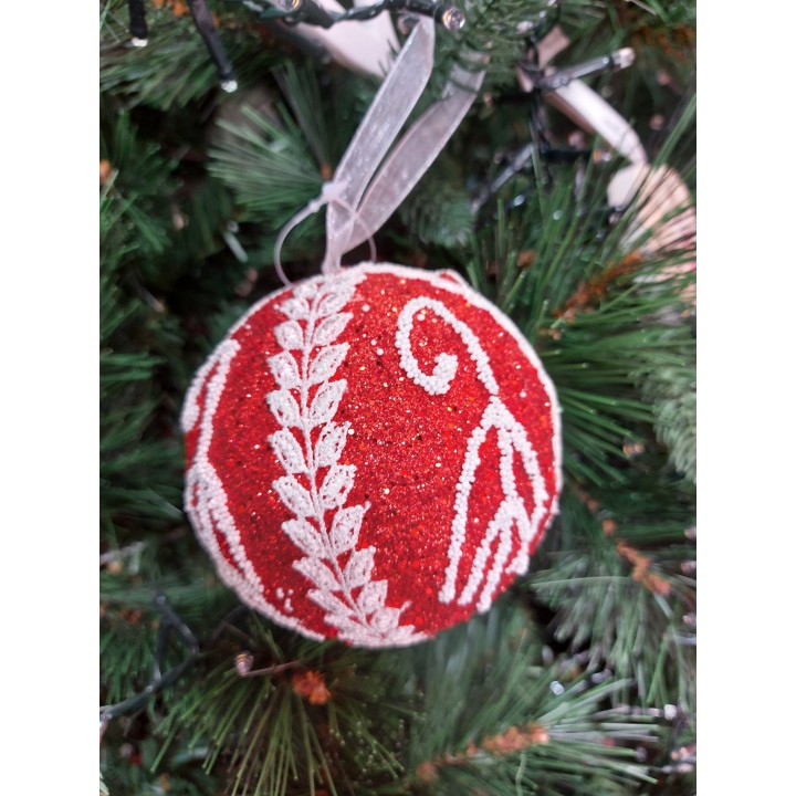 Box 4 sfere arabesque rosso 10 cm | CarinCasa