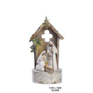 Gruppo nativita'/capanna 22cm.resina-luce | CarinCasa