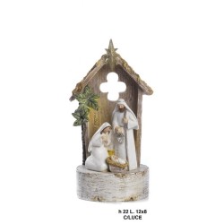 Gruppo nativita'/capanna 22cm.resina-luce