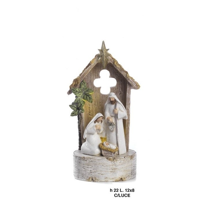 Gruppo nativita'/capanna 22cm.resina-luce | CarinCasa