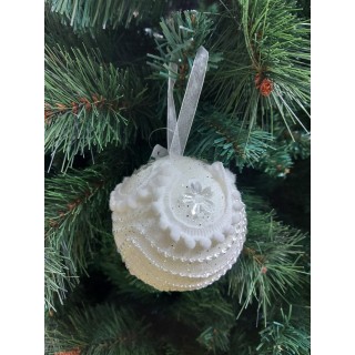 Sfera onda/lana 10 cm bianco | CarinCasa