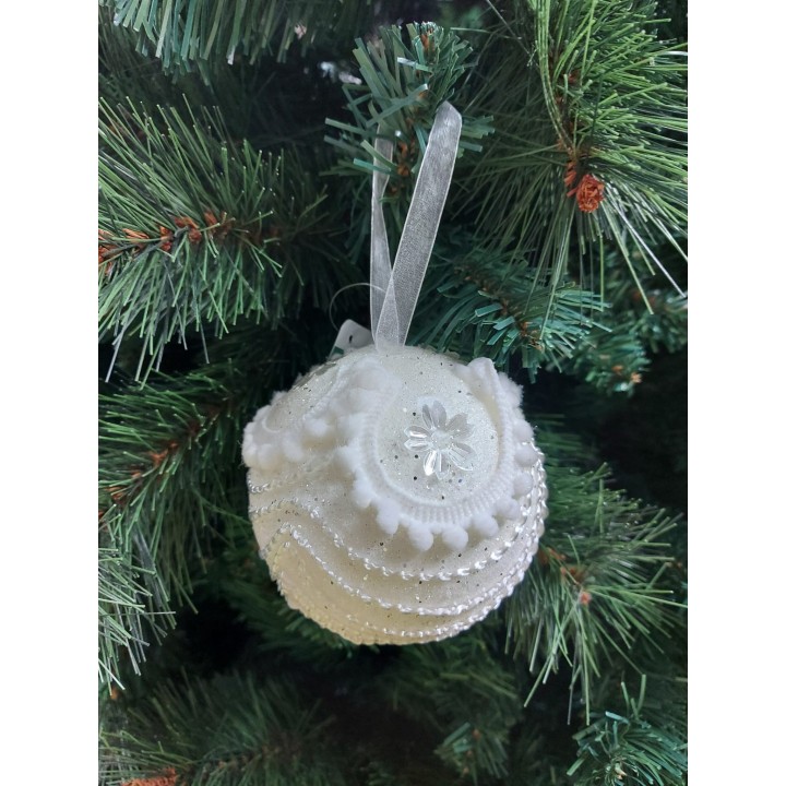 Sfera onda/lana 10 cm bianco | CarinCasa