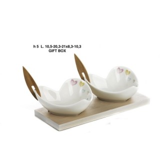 Set vassoio-2 ciot. Cuore 21 cm. Porc-leg g.box | CarinCasa