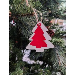 Decoro abete in legno e glitter