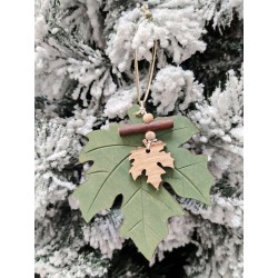 Foglia Autunno in legno grande set 4 pezzi  cm 8
