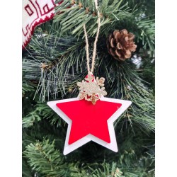 Decorazione stella in legno con glitter oro cm 5