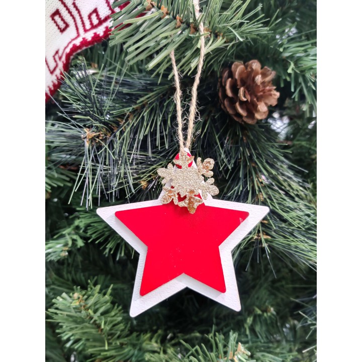 Decorazione stella in legno con glitter oro cm 5 | CarinCasa