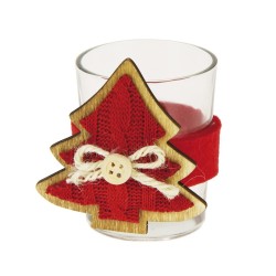 PORTACANDELE IN VETRO ABETE LANA