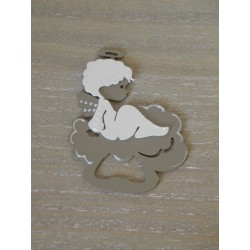 Apribottiglia in metallo angelo avorio e tortora 8h11cm