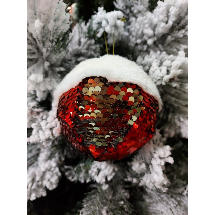 Pallina di Natale in polistirolo con pelliccia e paillettes