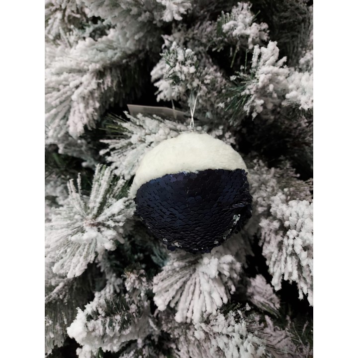 Pallina di Natale in polistirolo con pelliccia e paillettes
