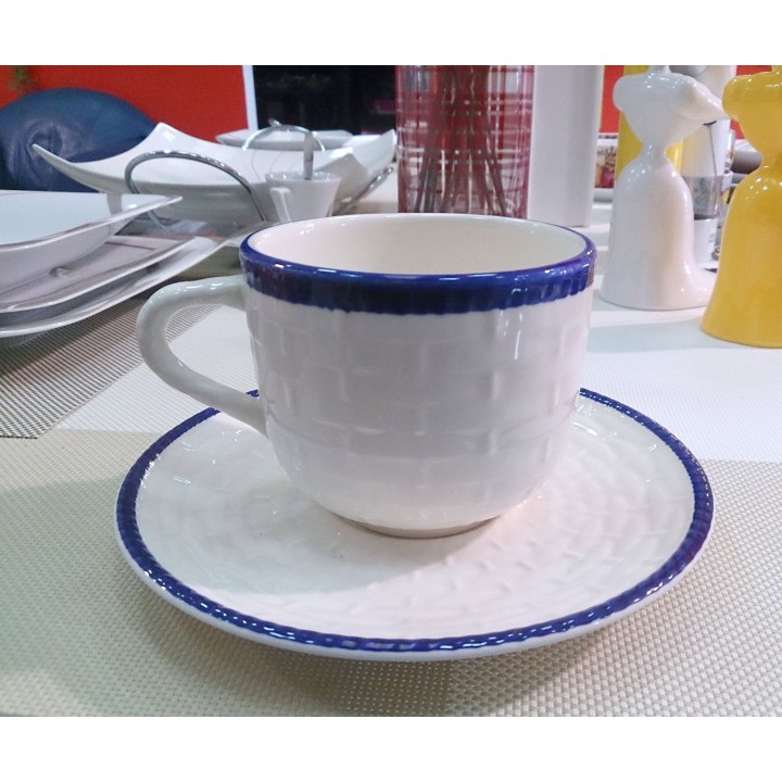 Tazza colazione bordo blu 13 x 9 cm | CarinCasa