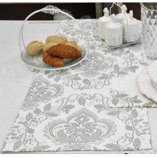 Runner bianco stampa grigia imb.2 | CarinCasa