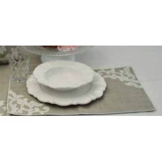 Tovaglietta ecru' ricamo bianco shabby | CarinCasa