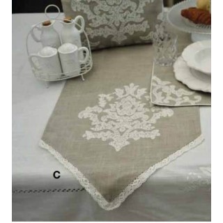 Runner ecru' ricamo bianco imb.2 | CarinCasa