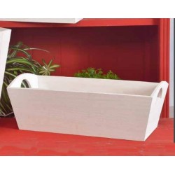 Cesto in legno bianco spazzolato