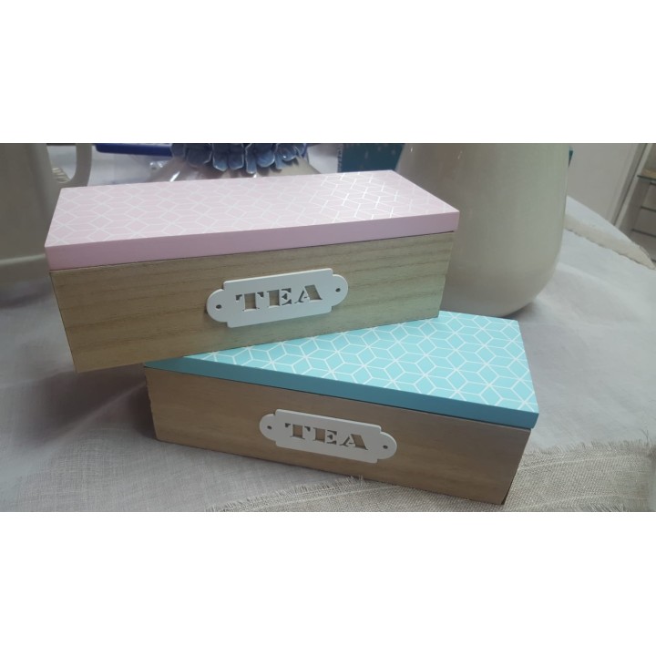 Scatola per buste thè blu/rosa 21,5 x 9 x 7 cm | CarinCasa