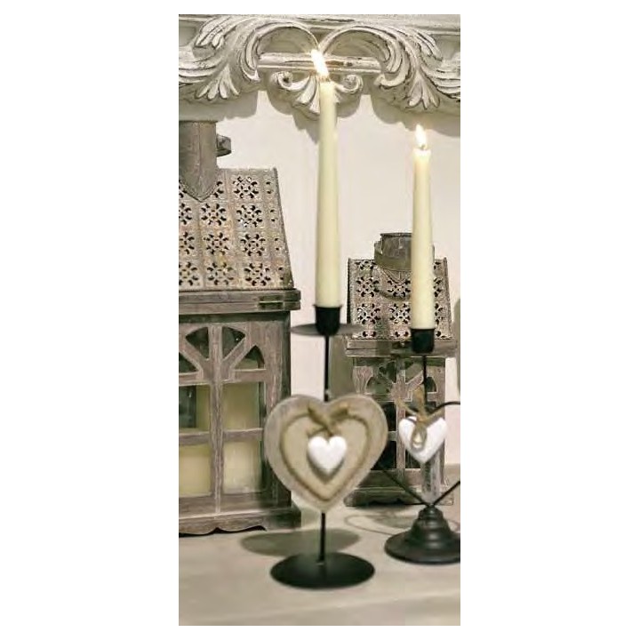 Portacandela classico con cuore in legno 27 cm | CarinCasa