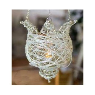 Portacandela intreccio bianco da appendere 19 cm | CarinCasa