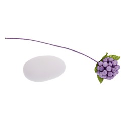Bacca decorativa lilla con foglie e stelo, 10 cm