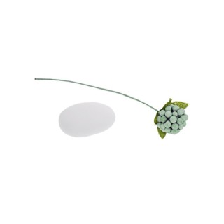 Bacca decorativa tiffany con foglie e stelo, 10 cm
