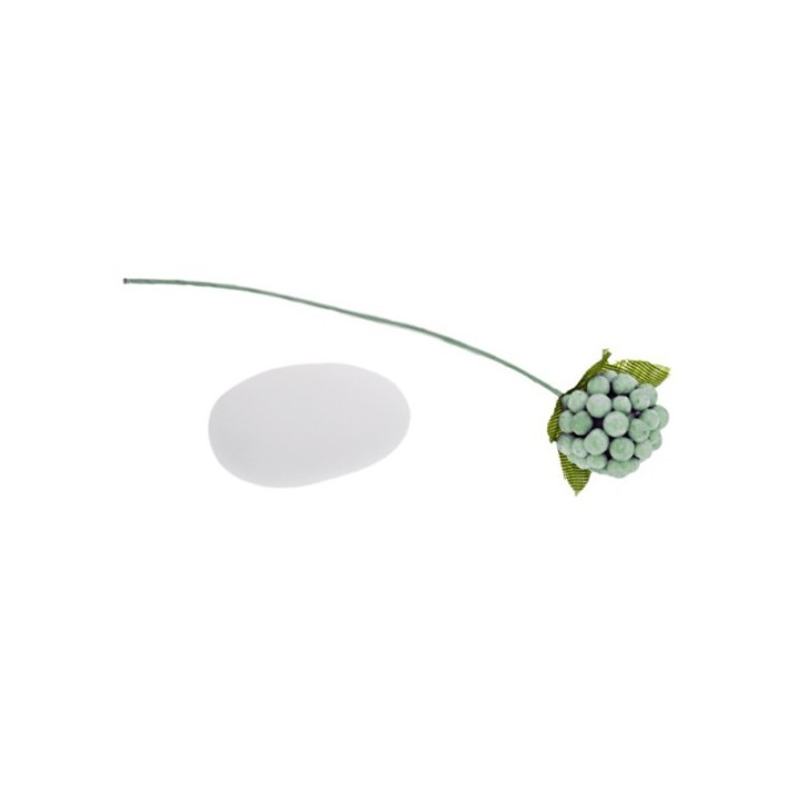 Bacca decorativa tiffany con foglie e stelo, 10 cm
