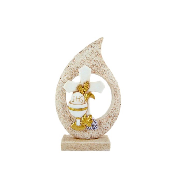Statuina a goccia con croce, calice e ostia per Comunione, 9 cm