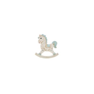 Magnete cavallo a dondolo celeste e panna in resina