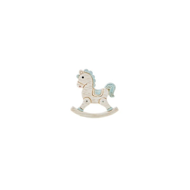 Magnete cavallo a dondolo celeste e panna in resina
