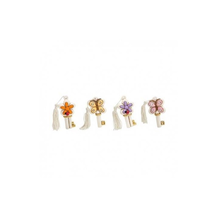 Chiave piccola con farfalla o fiore e nappina