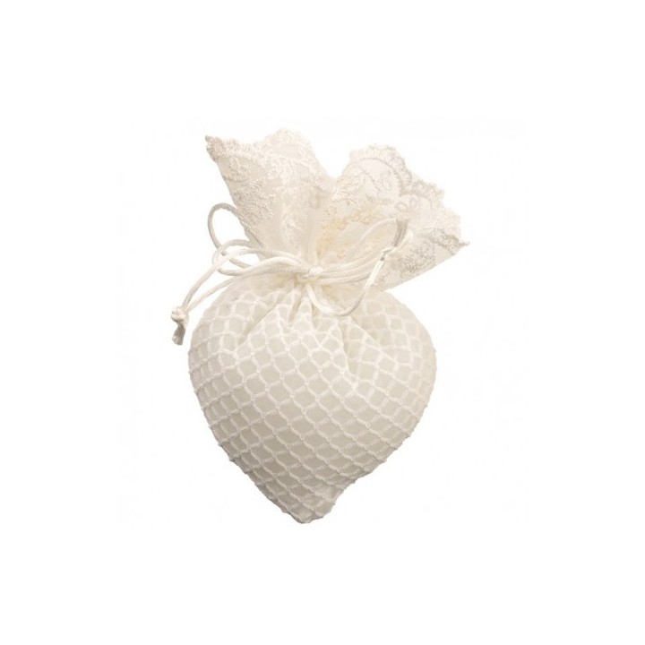 Sacchetto rete gr cuore c/pizzo | CarinCasa