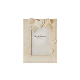 Cornice 10x15 cm pino bianco fiocco cuore | CarinCasa