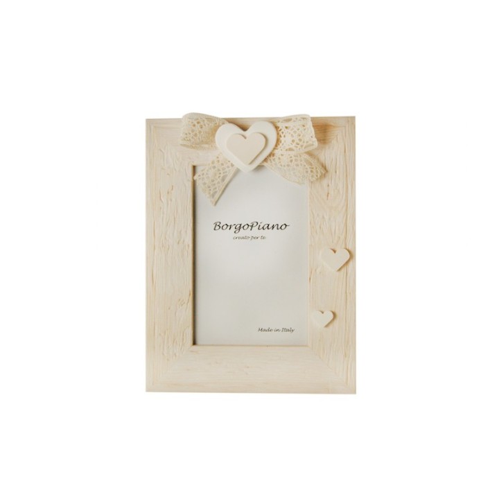 Cornice 10x15 cm pino bianco fiocco cuore | CarinCasa