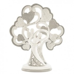 Statuina coppia di sposi con albero di cuori, 12 cm