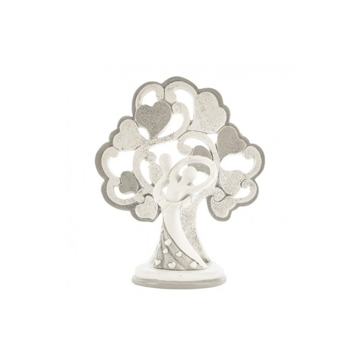 Statuina coppia di sposi con albero di cuori, 12 cm