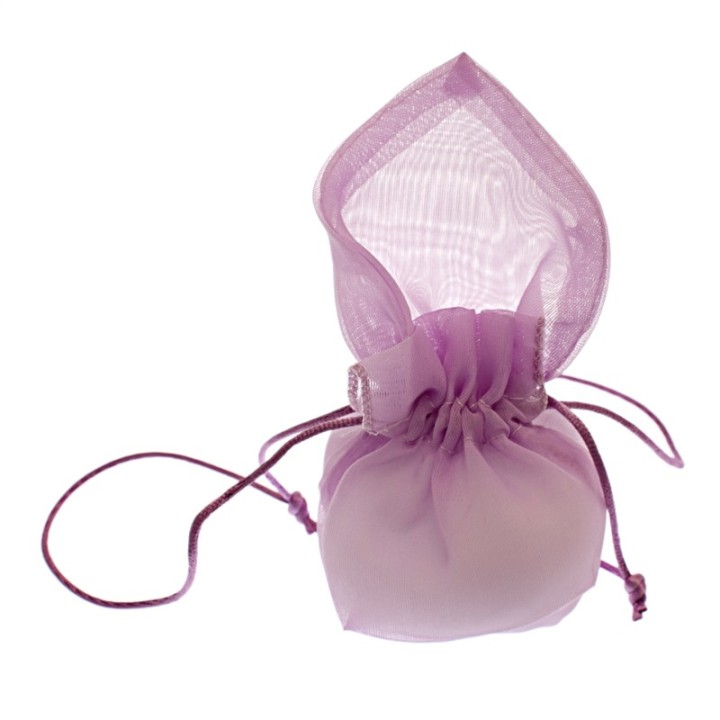 Sacchettino in organza lilla a forma di calla con laccetto